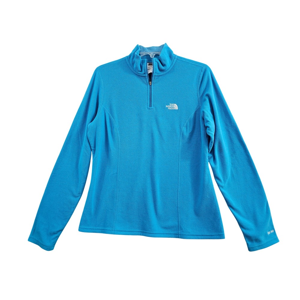 The North Face TKA 100 Fleece Pullover Women Medium Blue 1/4 Zip Lightweight EUC